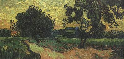 Vincent Van Gogh Landscape with thte Chateau of Auvers at Sunset nn04) oil painting image